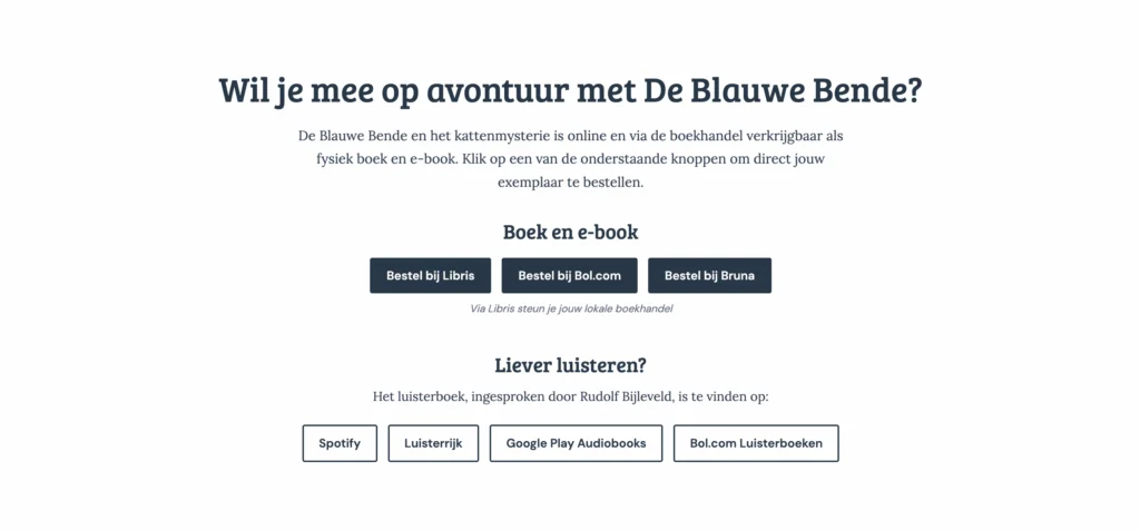 Bestel- en luistermogelijkheden op de website van De Blauwe Bende